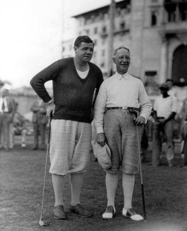 Babe Ruth and Al Smith playing golf at the Miami Biltmore in Coral Gables, 1930