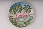 Flamingo motif souvenir plate, ca. 1950s