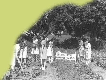 Students at Florida State College for Women in Tallahassee tending their Victory Garden