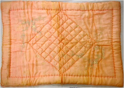 Embroidered Pink Silk Crib Quilt