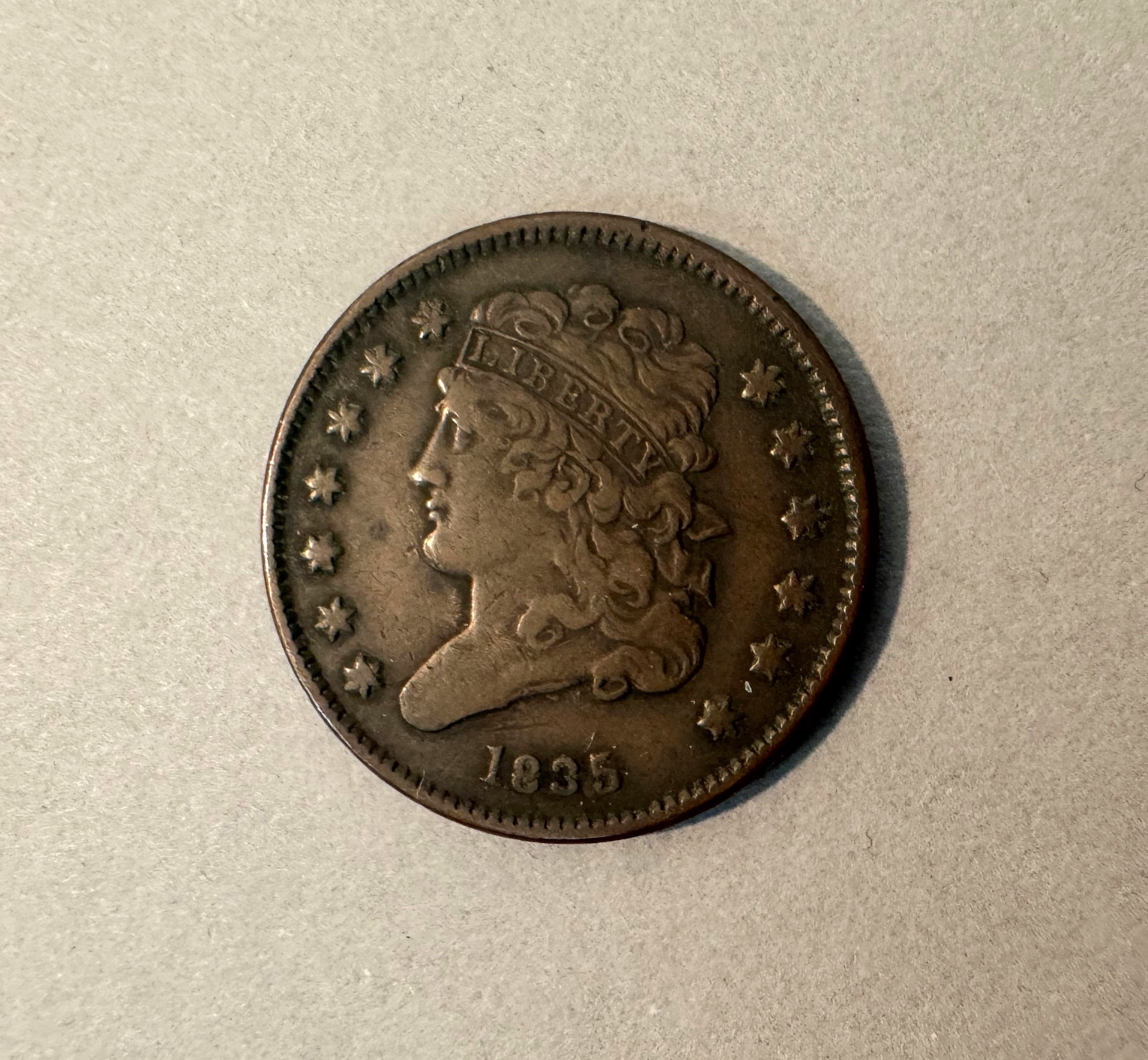 1835 US Classic Head Copper Half Cent