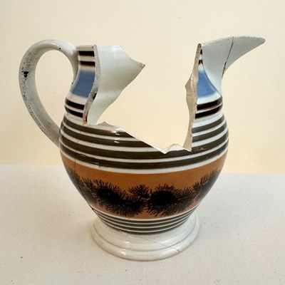 Mocha annular ware pitcher, ca. early 1800s