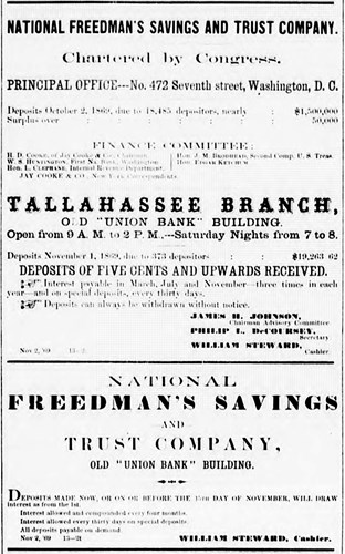 Advertisement from The Weekly Floridian, November 2, 1869