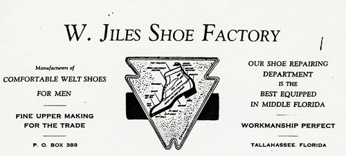 Jiles Shoe Factory letterhead, ca. 1934 Courtesy of the Museum of Florida History