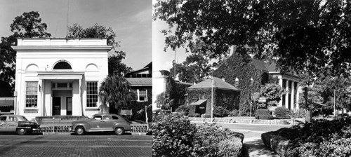 Left: Union Bank building, August 10, 1952 Right: The Dutch Kitchen, owned and operated by women, was located in The Columns from 1924 to 1956. The Union Bank is visible to the left, ca. 1940. Notice the brick structure connecting the two buildings. Courtesy of the State Archives of Florida
