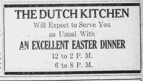 "An Excellent Easter Dinner," The Dutch Kitchen ad