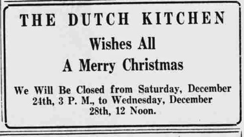 "A Merry Christmas," The Dutch Kitchen ad